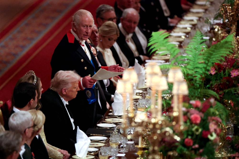 Britain's King Charles III delivers a speech during State Banquet at Windsor Castle, in Windsor, on September 17, 2025, during the US President's second State Visit. — Phil Noble/Pool/AFP pic Britain's King Charles III delivers a speech during State Banquet at Windsor Castle, in Windsor, on September 17, 2025, during the US President's second State Visit. — Phil Noble/Pool/AFP pic