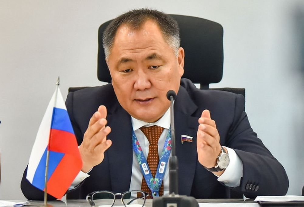 Head of the Russian Delegation to the 46th Asean Inter-Parliamentary Assembly (AIPA), Sholban Kara-Ool, speaks to the media during an interview session at the World Trade Centre in Kuala Lumpur September 20, 2025. — Bernama pic