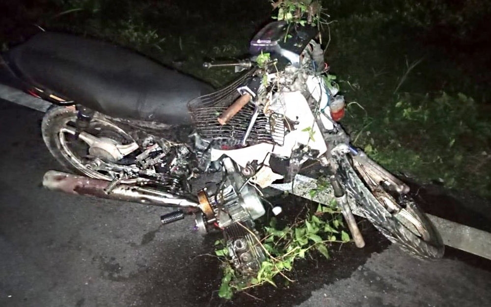 A motorcyclist in his 50s died following a crash with a car at Taman Nesa, Sungai Wangi, Sitiawan near Lumut, Perak, yesterday. — Picture from X/Bernama 