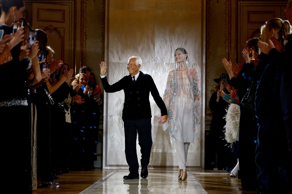 Designer Giorgio Armani at his Haute Couture Spring/Summer 2025 collection show for Giorgio Armani Prive in Paris, France, January 28, 2025. — Reuters pic