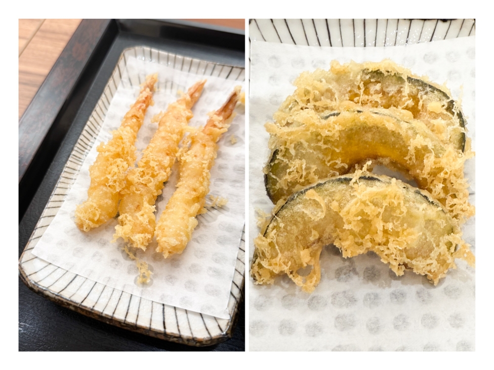 Side dishes like the crunchy Shrimp Tempura (left) and Pumpkin Tempura (right) can be ordered on the side or part of the set menu. — Pictures by Lee Khang Yi