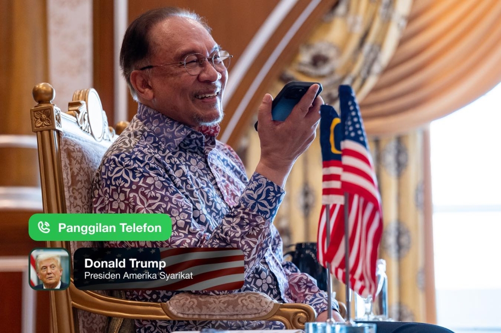 In a phone conversation with US President Donald Trump earlier today, Prime Minister Datuk Seri Anwar Ibrahim emphasised Malaysia’s commitment to promoting peace in South-east Asia. — Picture via Facebook/Anwar Ibrahim