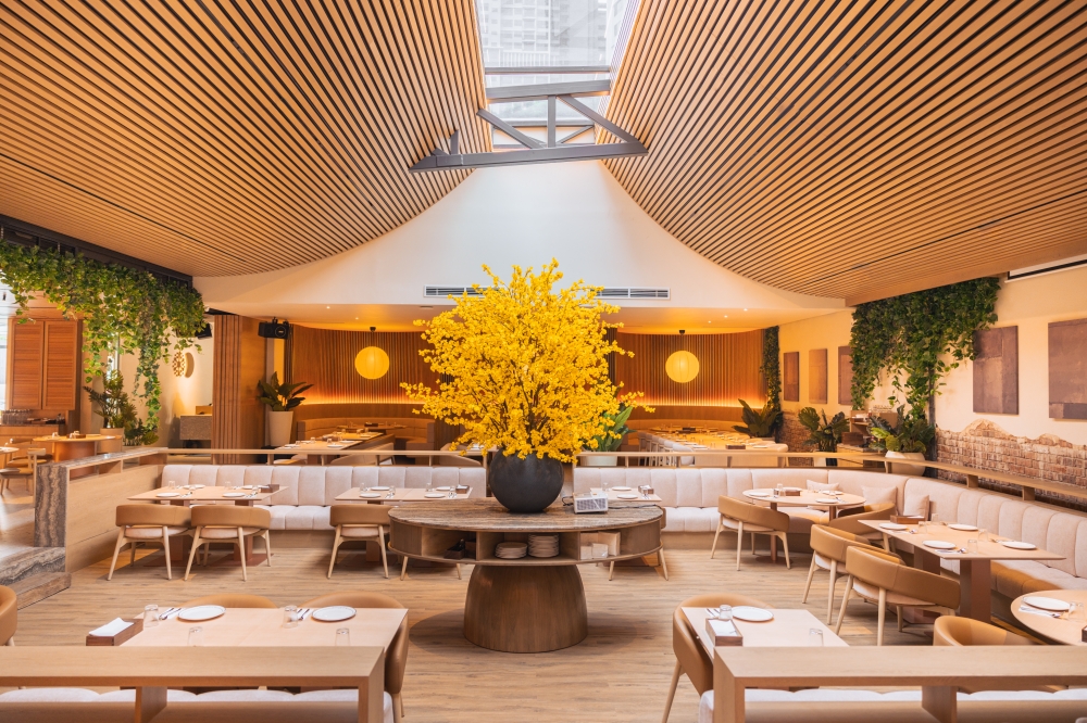 The skylight and sunken area are the centrepiece of the restaurant. — Picture courtesy of Sun and Moon