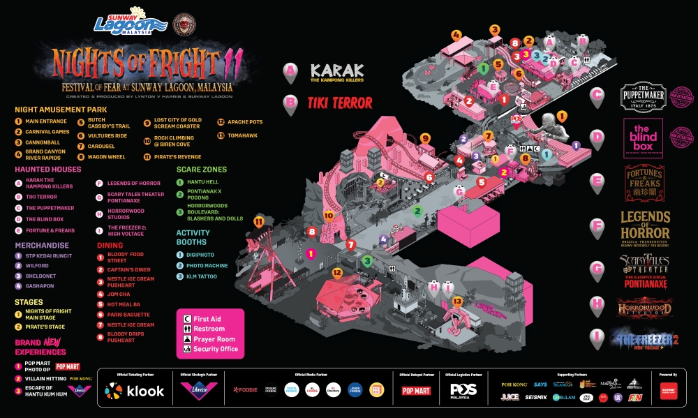 A map to guide you through your spooky adventure at NOF11. — Picture courtesy of Nights of Fright
