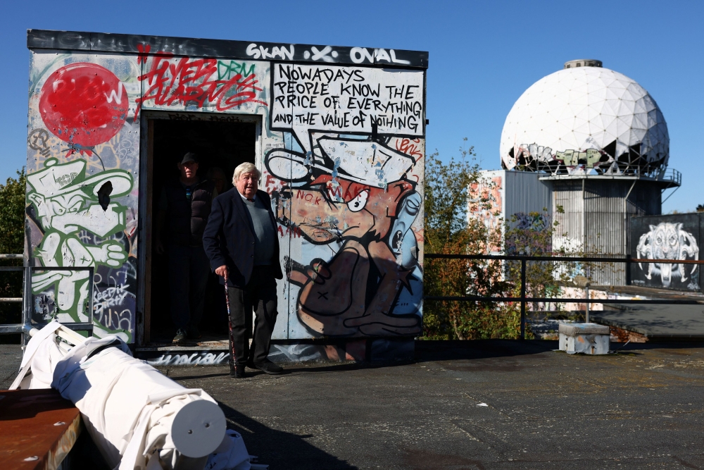 A group of former British conscripts, once stationed at the Teufelsberg US listening and radar station, return to their former post to reminisce about their work in the divided city during the Cold War, in Berlin, Germany September 24, 2025. — Reuters pic
