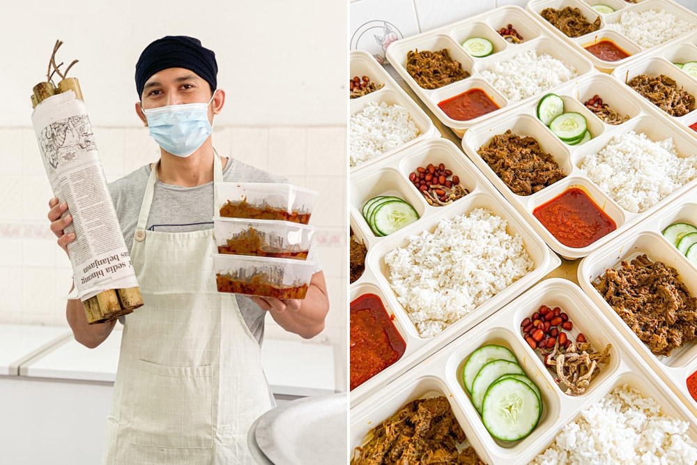 Delivery day (left). Nasi Lah (right). — Picture courtesy of Mushroom Lah