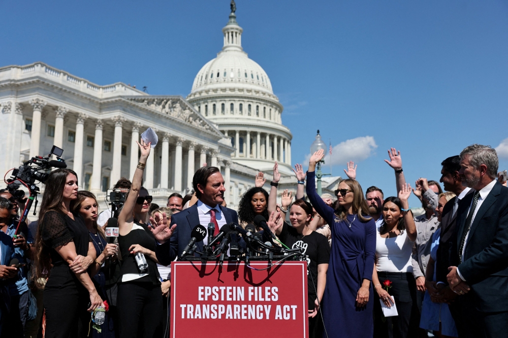 Attorney Bradley Edwards speaks during a press conference to discuss the Epstein Files Transparency Bill, directing the release of the remaining files related to the investigations into Jeffrey Epstein and Ghislaine Maxwell, on Capitol Hill in Washington, D.C. September 3, 2025. — Reuters pic 