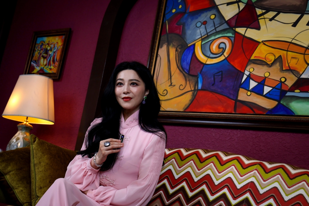 Melaka Tourism Friendship Ambassador Datuk Fan Bingbing speaks at a press conference with local media at a hotel in Banda Hilir today. — Bernama pic