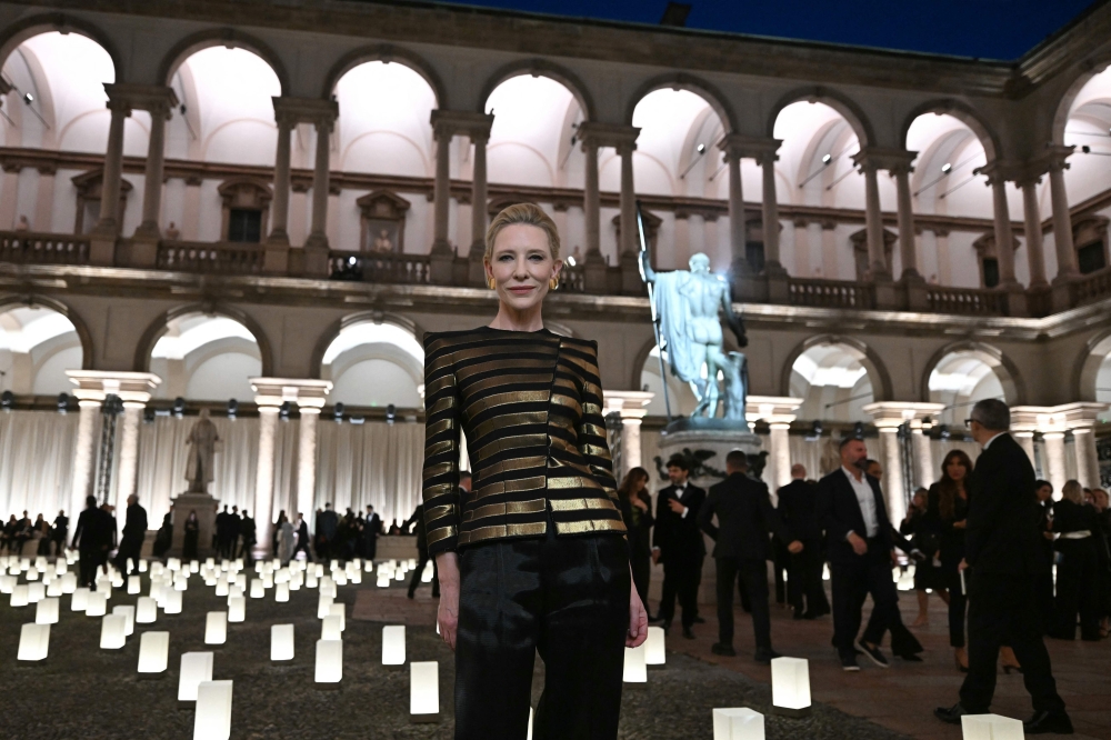 Actress Cate Blanchet poses before the Giorgio Armani collection show at Milan’s Fashion Week Womenswear Spring/Summer 2026, at the Pinacoteca di Brera Museum on September 28, 2025 in Milan. — AFP pic 