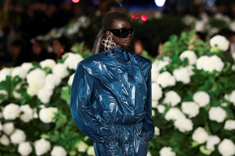 A model presents a creation by designer Anthony Vaccarello as part of his Spring/Summer 2026 Women's ready-to-wear collection show for the fashion house Yves Saint Laurent during Paris Fashion Week in Paris, France, September 29, 2025. — Reuters pic 