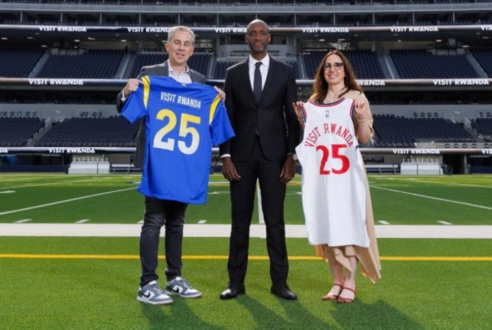 Visit Rwanda, the tourism brand of the Rwanda Development Board, will appear as the exclusive jersey patch sponsor of the LA Clippers, while the Los Angeles Rams’ home field will also carry its branding. — Picture via x/@RDBrwanda