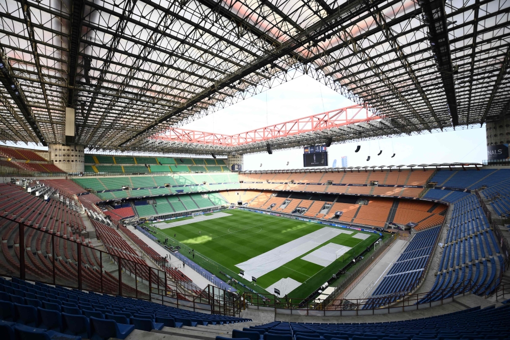 A picture shows a general view of the interior of the San Siro Stadium in Milan October 9, 2021. — AFP pic