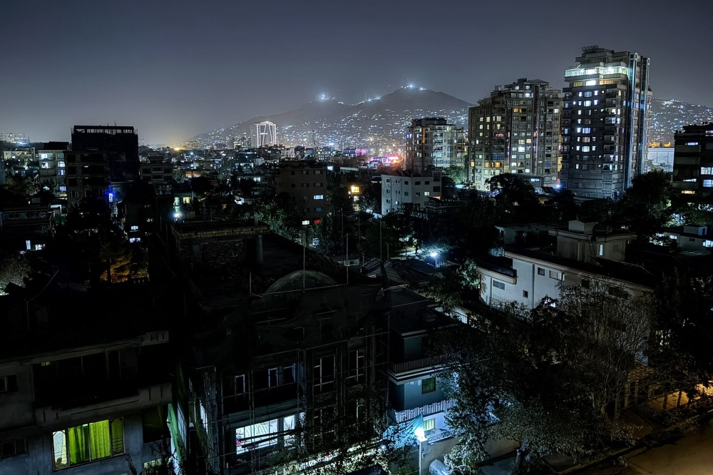 A general view shows the city of Kabul following a nation-wide telecom outage, during the late evening on September 29, 2025, 