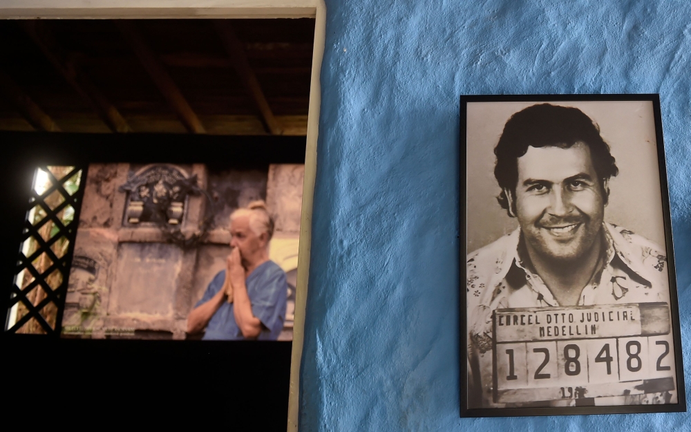 A photograph of the late drug kingpin Pablo Escobar at the Hacienda Napoles theme park. — AFP pic