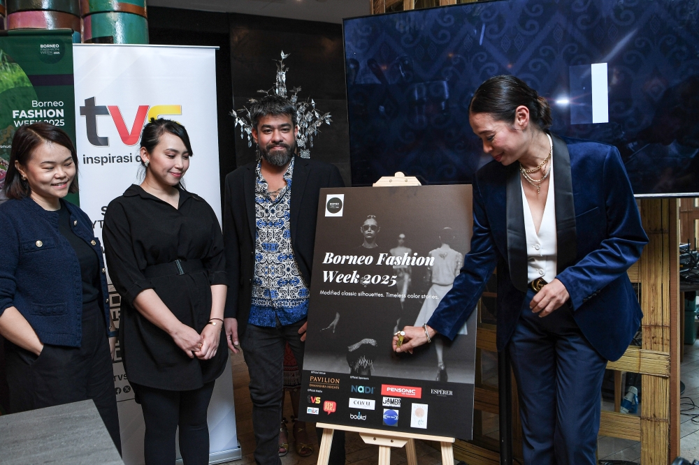 Borneo Fashion Week (BFW) 2025 founder Stephanie Alcantara (right) attends the launch of the fourth edition of BFW 2025, themed ‘Fashion With Purpose’ in Kuala Lumpur October 3, 2025. — Bernama pic