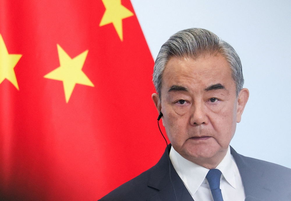 Chinese foreign minister Wang Yi during a press conference in Tianjin. Wang will visit Italy and Switzerland from Tuesday to October 12 for high-level talks aimed at strengthening diplomatic and economic ties. — Reuters pic