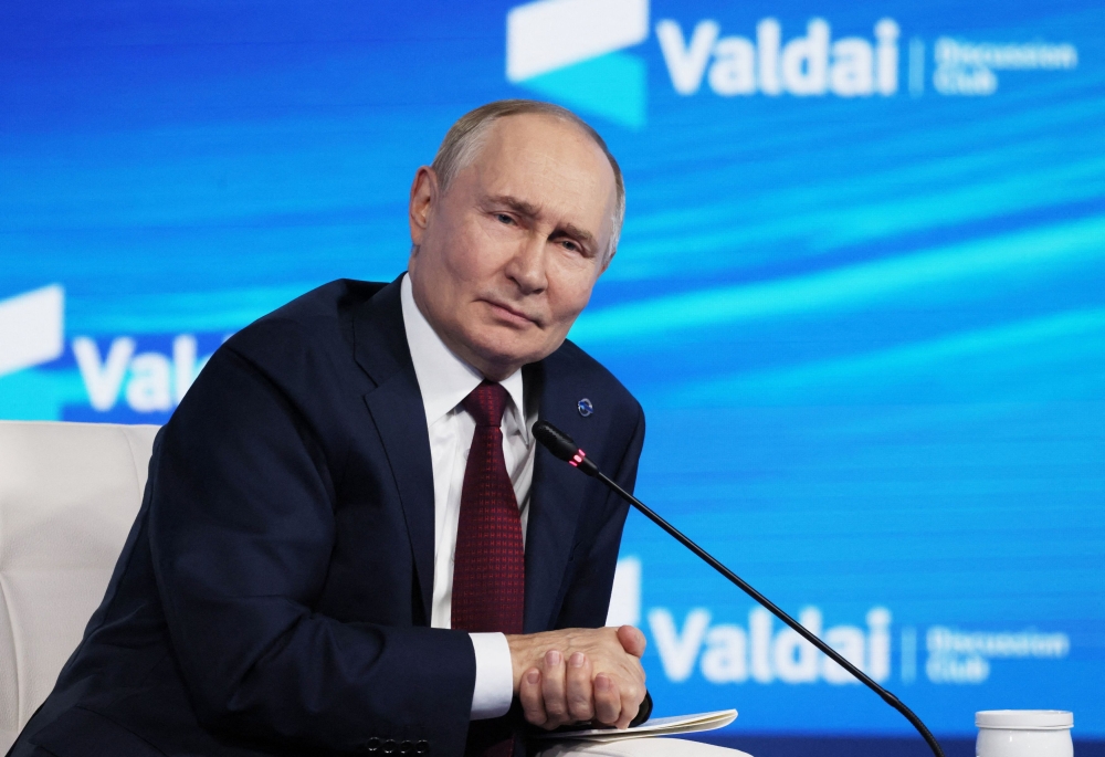 Russia’s President Vladimir Putin attends the Valdai Discussion Club annual international conference in Sochi, Russia, October 2, 2025. — Sputnik/Mikhail Metzel/Pool via Reuters