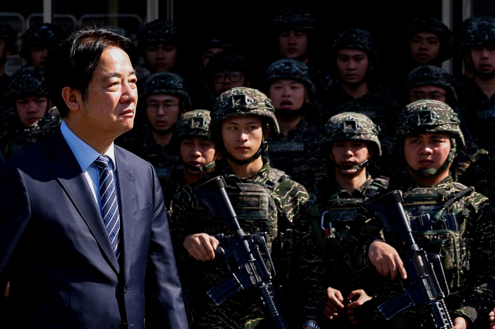 Taiwan's President Lai Ching-te pays a visit to Songshan airbase in Taipei March 21, 2025. — Reuters pic 
