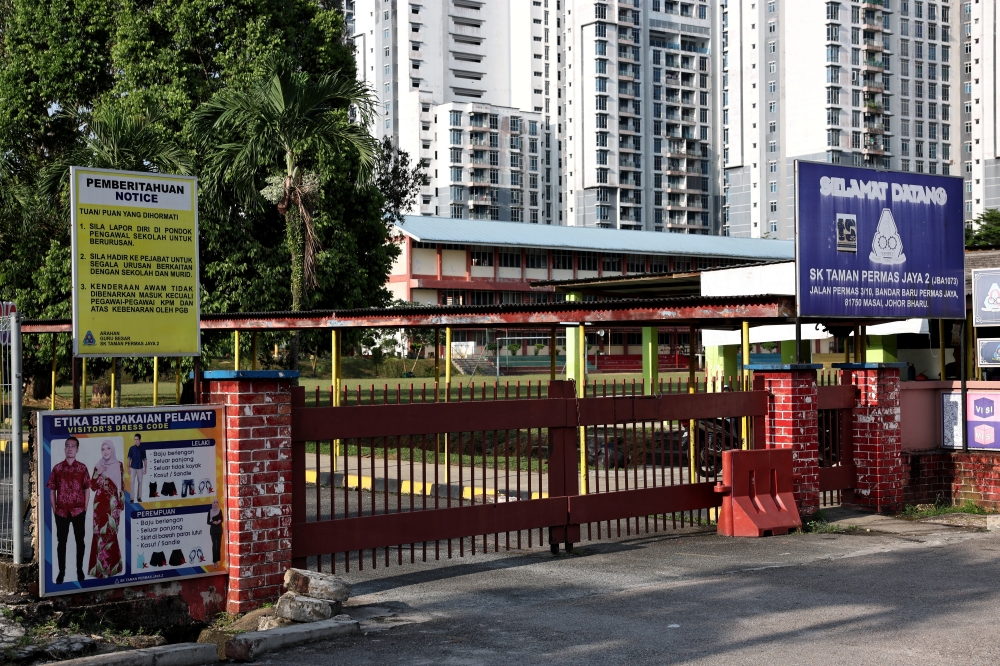 SK Permas Jaya 2, Masai, Johor has been closed from Oct 8 to 17 following an influenza outbreak. — Bernama pic