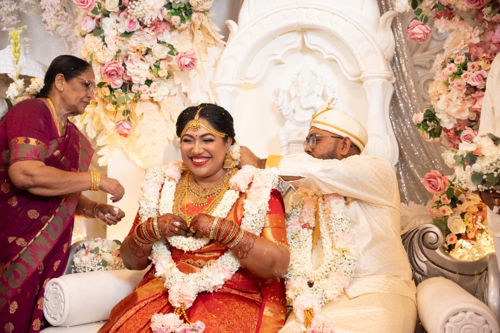 Sharmmila Danabala, 29, and Jagghen Darmalinggam, 30, tied the knot on August 29, 2025, after meeting at ‘Suyamvaram’ in September 2024. — Picture courtesy of PHA