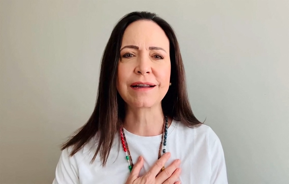 Handout screen grab posted on the Instagram account of Venezuelan opposition leader Maria Corina Machado shows Machado speaking to supporters in Caracas on January 10, 2025. — Picture via AFP/Instagram/@mariacorinamachado