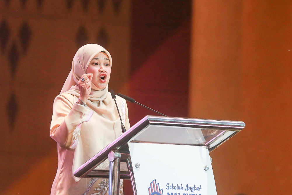Education Minister Fadhlina Sidek said there will be no compromise on sexual misconduct in any educational institution under its purview, nor any protection for the perpetrators after a gang-rape against a Form Three student in a Melaka secondary school classroom on October 2, 2025 emerged. — Picture by Sayuti Zanudin