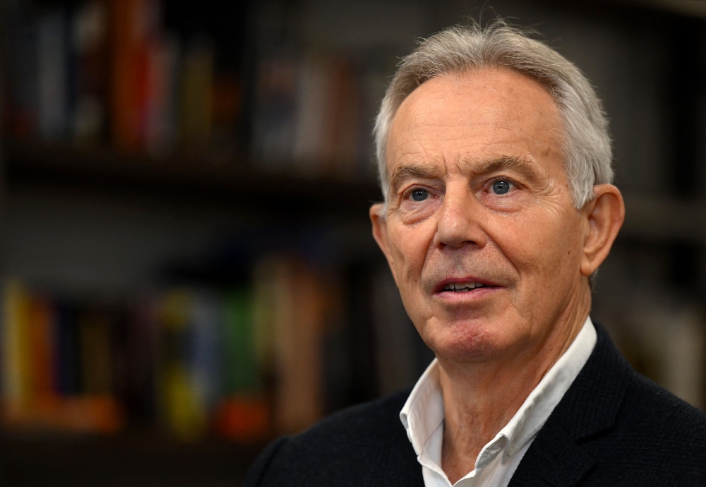 Former British Prime Minister Tony Blair speaks during an interview in central London on March 17, 2023. — AFP pic