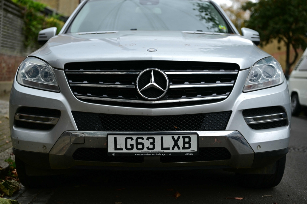 A picture shows the Mercedes SUV owned by ‘dieselgate’ claimant Adam Kamenetzky in London on October 8, 2025. Adam Kamenetzky is one of the plaintiffs in a massive case due to open at London's High Court against five auto manufacturers, Renault, Peugeot-Citroen, Nissan, Ford and Mercedes, in the latest episode of the ‘dieselgate’ scandal that has already rocked Volkswagen. — AFP pic 