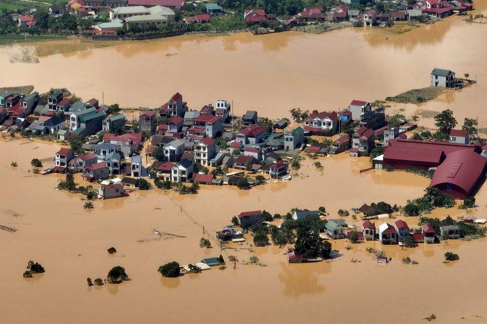 This aerial photo shows a flooded village in That Khe commune after heavy rains caused by Typhoon Matmo in Lang Son province on October 8, 2025. — AFP pic 