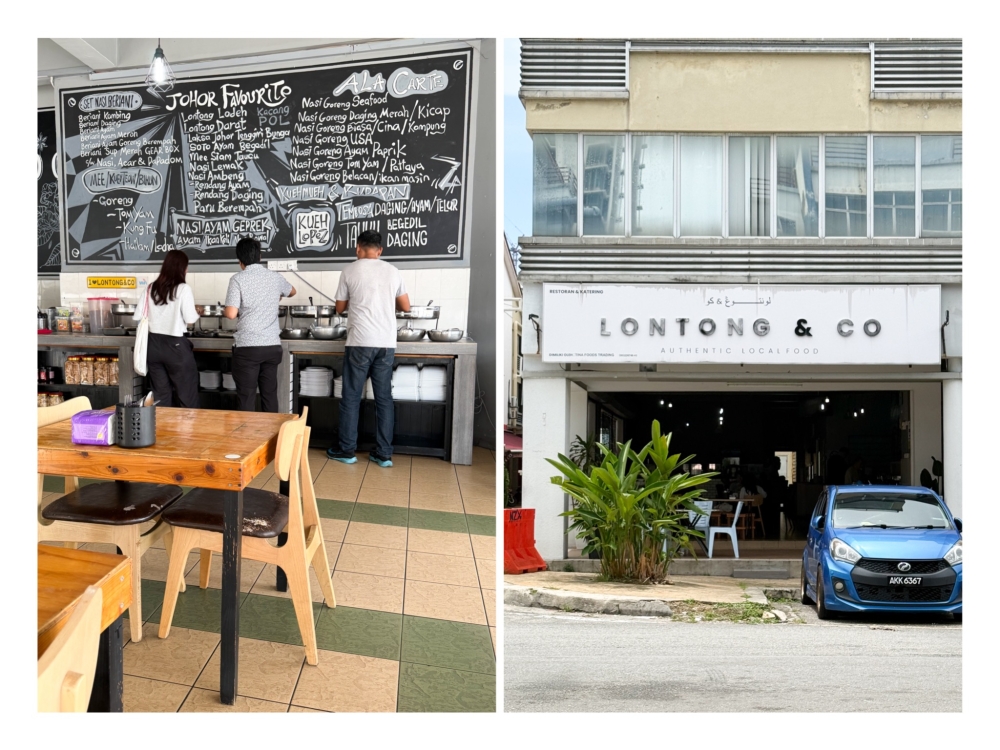 A lunch spread of various dishes (left) is popular with their regulars at this coffee shop located inside NZX Commercial Centre (right). — Picture by Lee Khang Yi