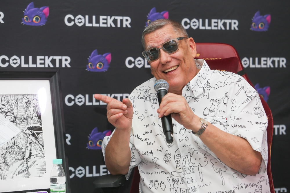 Bob Layton shares stories from his 50-year career at the soft launch of the Collektr Experience Center in Amcorp Mall, Petaling Jaya on October 4, 2025. — Picture by Choo Choy May