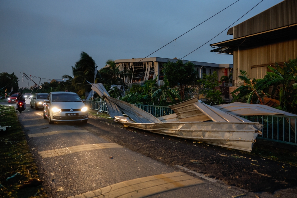 A factory lies in ruins after a storm hit Kuala Langat October 15, 2025. — Bernama pic