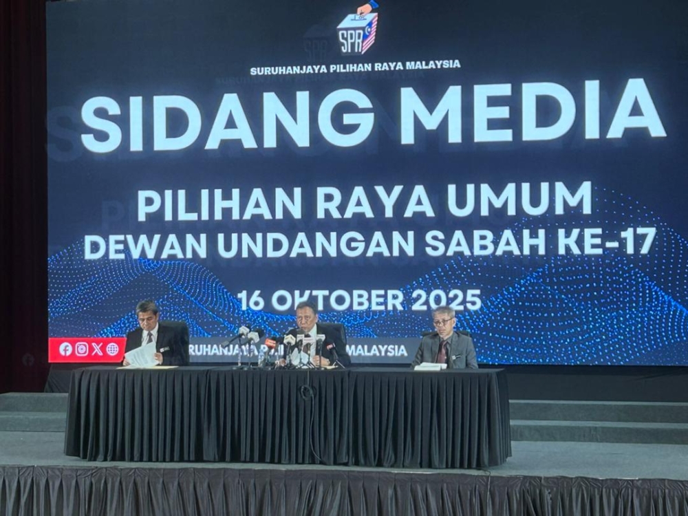 Election Commission chairman Datuk Seri Ramlan Harun outlines key dates and preparations for Sabah’s upcoming state election during a press conference in Kota Kinabalu October 16, 2025.