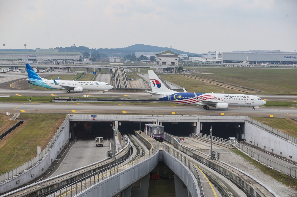 MAHB said by 9.27pm the same evening, one train was safely restored to service; and after multiple rounds of safety and operational testing, both trains are currently operating normally. — Picture by Yusof Mat Isa