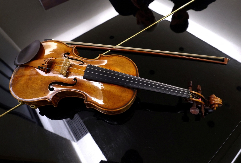 A 300-year-old Stradivari violin, valued at around $16 million, that will be played by Armenian violinist Sergey Khachatryan is pictured ahead of a rehearsal for a concert with the Belgian National Orchestra in Brussels October 16, 2025. — Reuters pic  