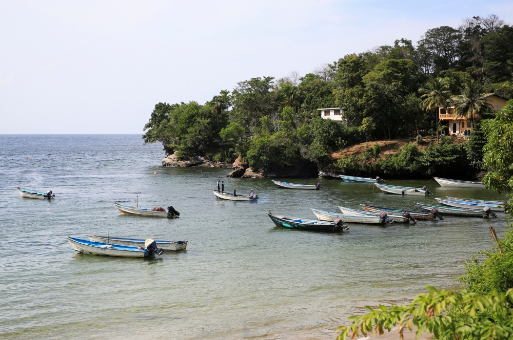 Boats are anchored in the bay from where Chad Joseph and another man departed for Venezuela, according to family members who believe both were killed in a US military strike and are demanding evidence to support President Donald Trump’s claim that the victims were drug traffickers, in Las Cuevas, Trinidad and Tobago October 16, 2025. — Reuters pic