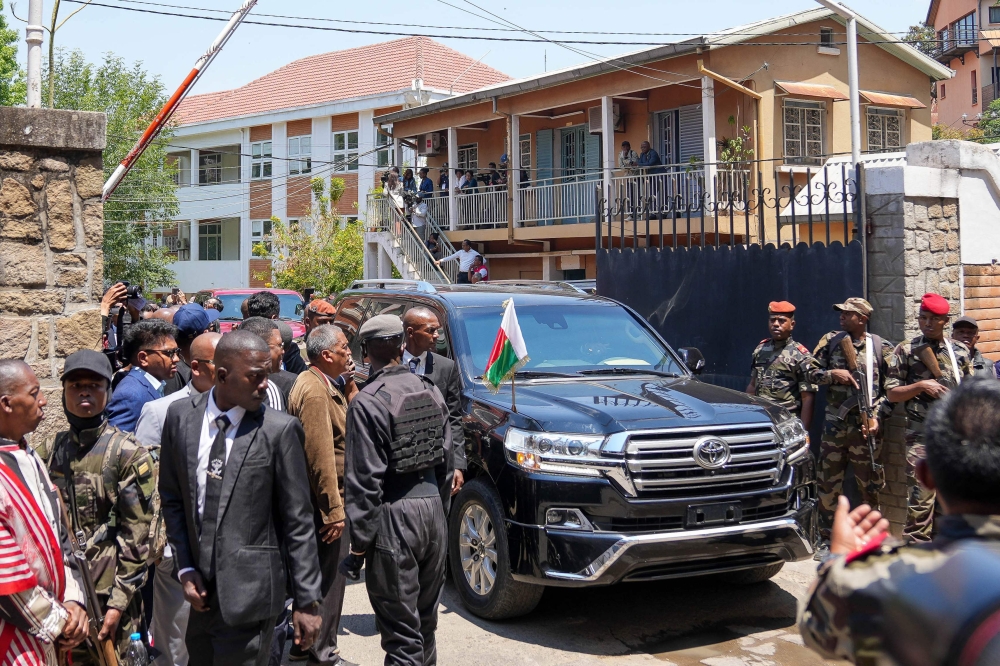 Newly sworn in President of Madagascar Michael Randrianirina's motorcade leaves following his swearing in ceremony in Antananarivo on October 17, 2025. — AFP