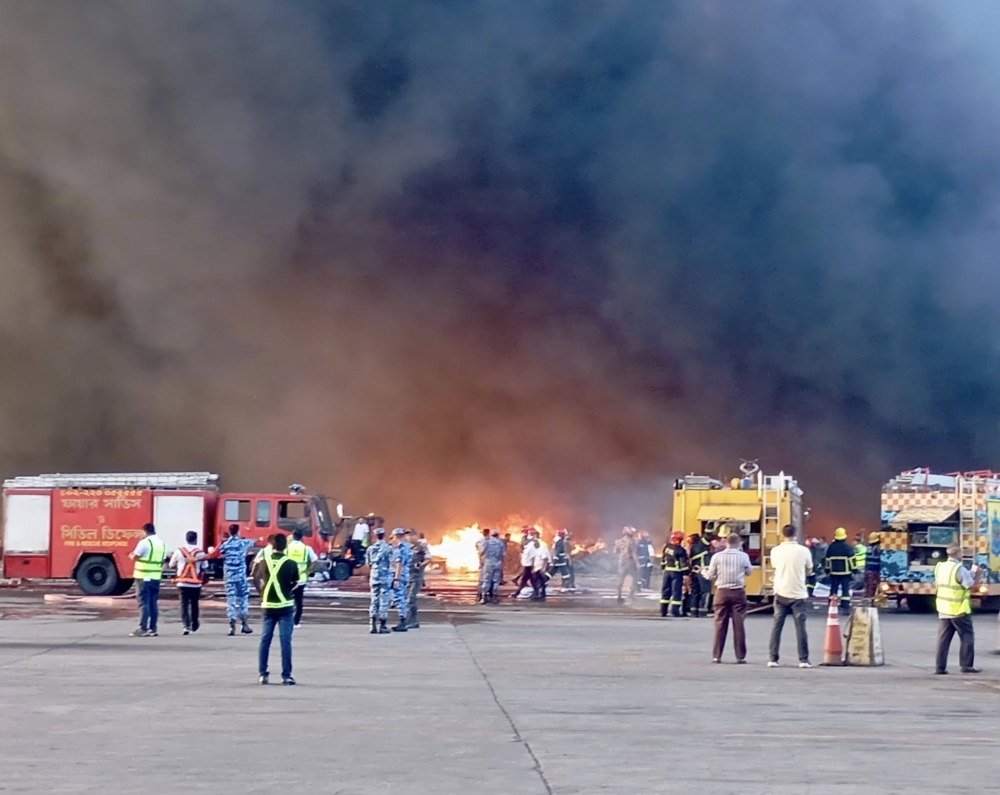 A fire has reportedly broken out in Bangladesh's Hazrat Shahjalal International Airport's cargo section. — Picture via social media