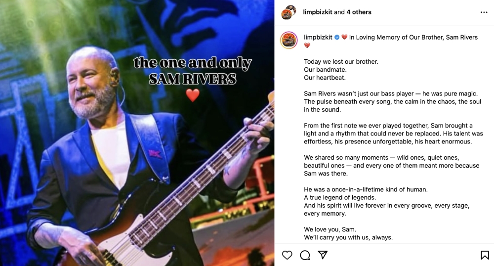 After recovering from a liver transplant, Sam Rivers continued performing with the group until his death. — Instagram screenshot