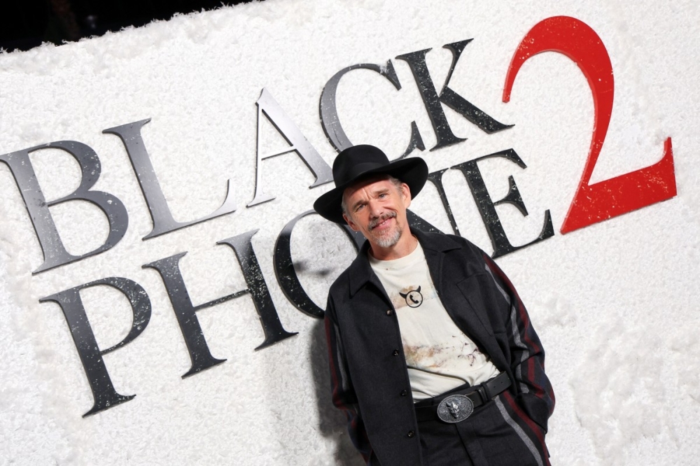 Ethan Hawke’s horror sequel ‘Black Phone 2’ rang up US$26.5 million (RM112 million) to claim the top spot at the North American box office, as spooky season hits full swing ahead of Halloween, according to industry estimates yesterday. — AFP pic
