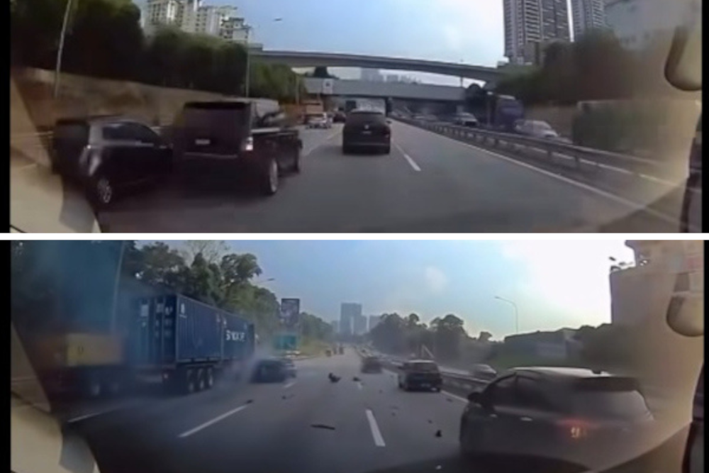 Petaling Jaya district police chief ACP Shamsudin Mamat said investigations showed the crash, which occurred around 5.17pm on October 18, involved two lorries and three cars after the vehicle driven by the suspect lost control and rammed into several vehicles ahead. — Screengrab from social media