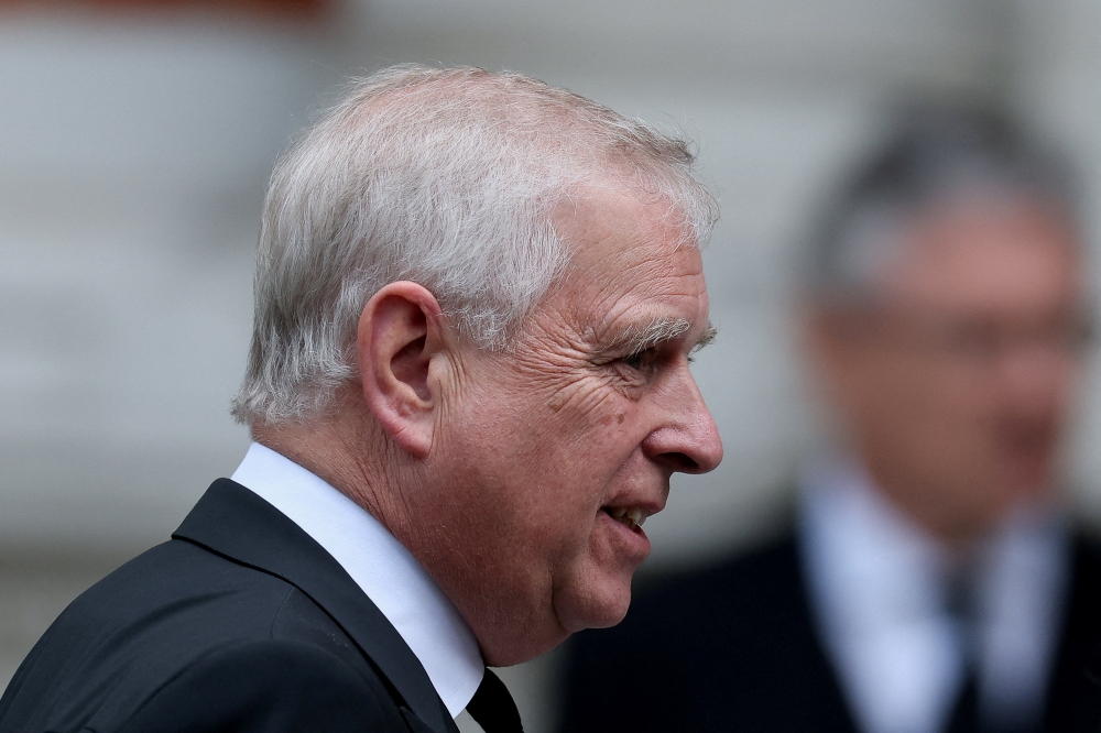 Britain's Prince Andrew remains a prince of the realm even after giving up his other titles. — Reuters pic