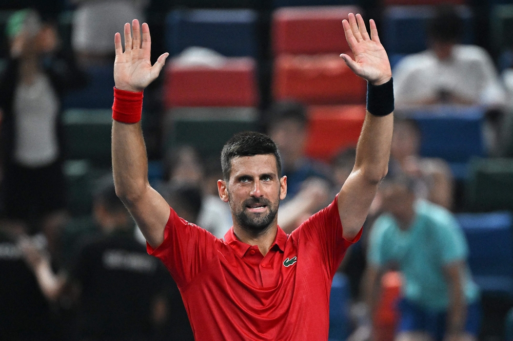 Serbia’s Novak Djokovic reacts after winning against Croatia’s Marin Cilic in their men’s singles match at the Shanghai Masters tennis tournament in Shanghai on October 3, 2025. Tennisman Novak Djokovic has announced his withdrawal from the Paris Masters 1000 on Instagram on October 21, 2025. — AFP pic 