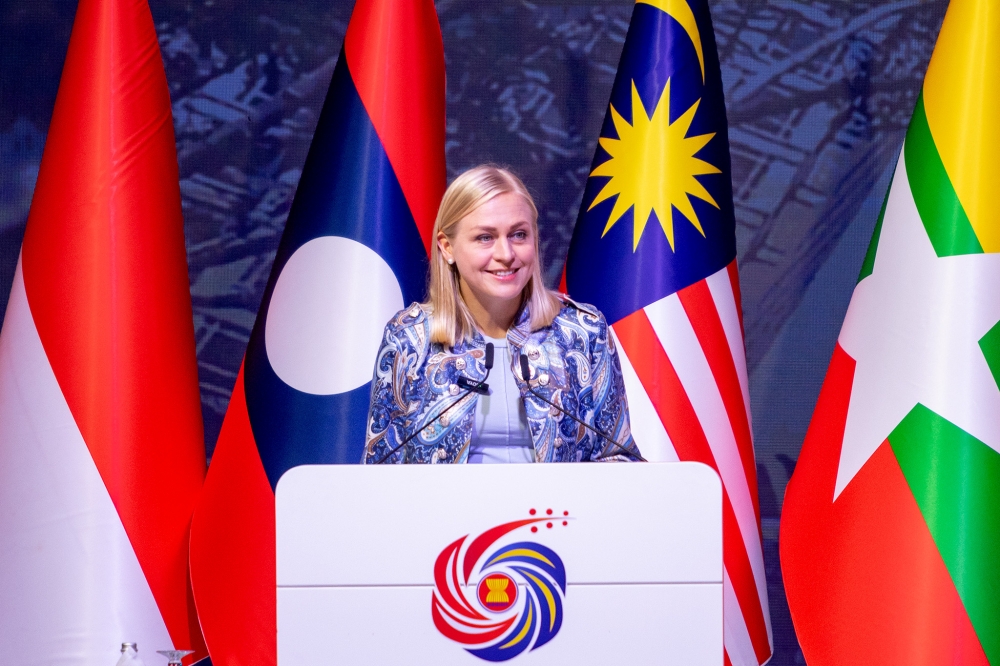 Finland's Foreign Minister Elina Valtonen speaks during the signing ceremony of the Instrument of Accession to the Treaty of Amity and Cooperation in South-east Asia (TAC) by the Republic of Finland, ahead of the 47th Asean Summit at the Kuala Lumpur Convention Centre, Kuala Lumpur October 25, 2025. —Picture by Firdaus Latif
