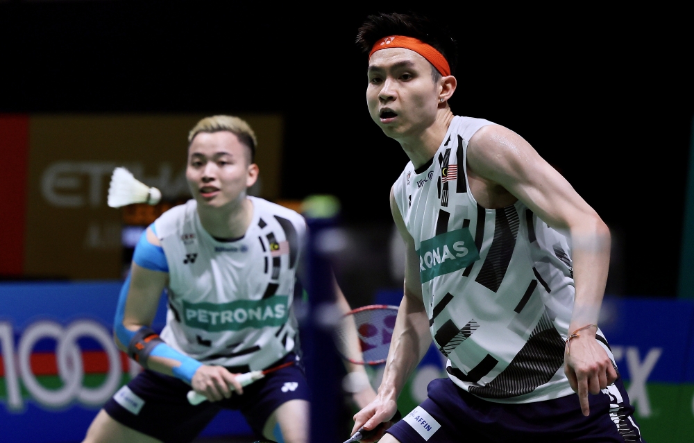 The world number two pair were outplayed 14-21, 19-21 in a 40-minute battle, marking their second consecutive defeat to the Indonesian duo following their loss at the China Open in July. — Bernama pic