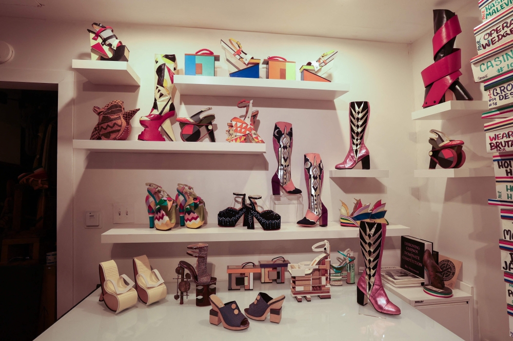 A view of the shoe collection designed by Chris Francis at his workshop in Los Angeles, California, on October 21, 2025. — AFP pic