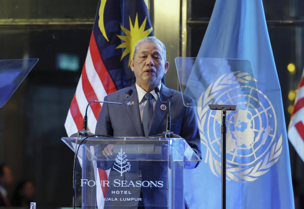 Deputy Prime Minister Datuk Seri Fadillah Yusof, who is also the Minister of Energy Transition and Water Transformation (PETRA), delivers the keynote address at the UN Day 2025: Our Shared Journey event in conjunction with the 47th Asean Summit and Related Summits at the Kuala Lumpur Convention Centre October 28, 2025. — Bernama pic