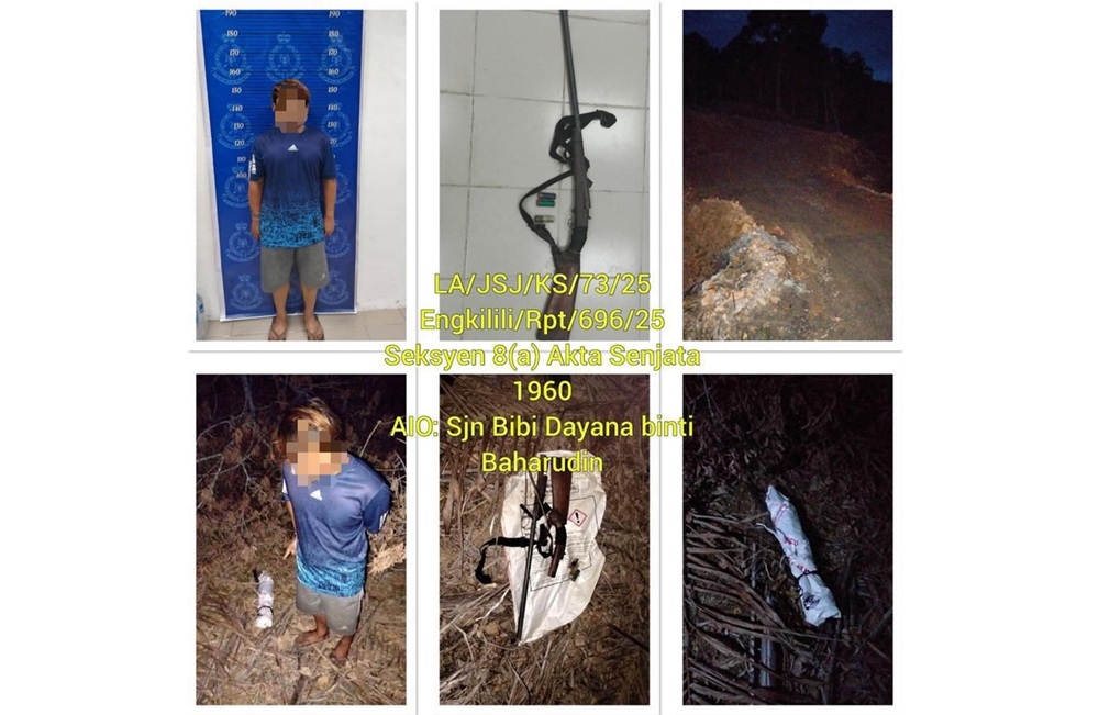 Photo collage shows the suspect and the seized items. — Picture courtesy of police