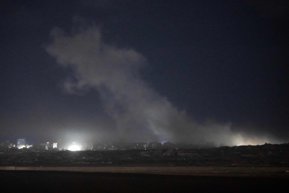 Smoke raises after an Israeli army strike in Northern Gaza Strip, as seen from southern Israel, October 29,2025. Gaza’s civil defence agency said Israel carried out air strikes October 28, 2025, despite an ongoing ceasefire, after accusing Hamas of attacking its troops and violating the US-brokered truce. At least 11 people were killed in strikes targeting several parts of Gaza, the agency, which operates as a rescue force under Hamas, said. — AFP pic 