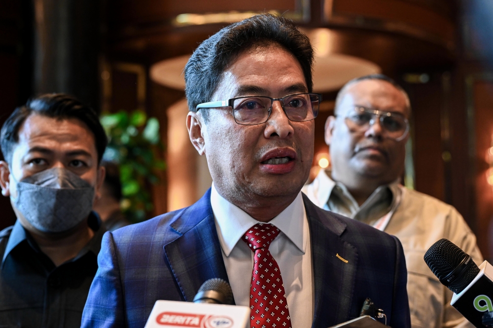MACC chief Tan Sri Azam Baki said investigators believe Datuk Seri Muhammad Adlan Berhan is moving between countries using a non-Malaysian passport after his own was cancelled. — Bernama pic